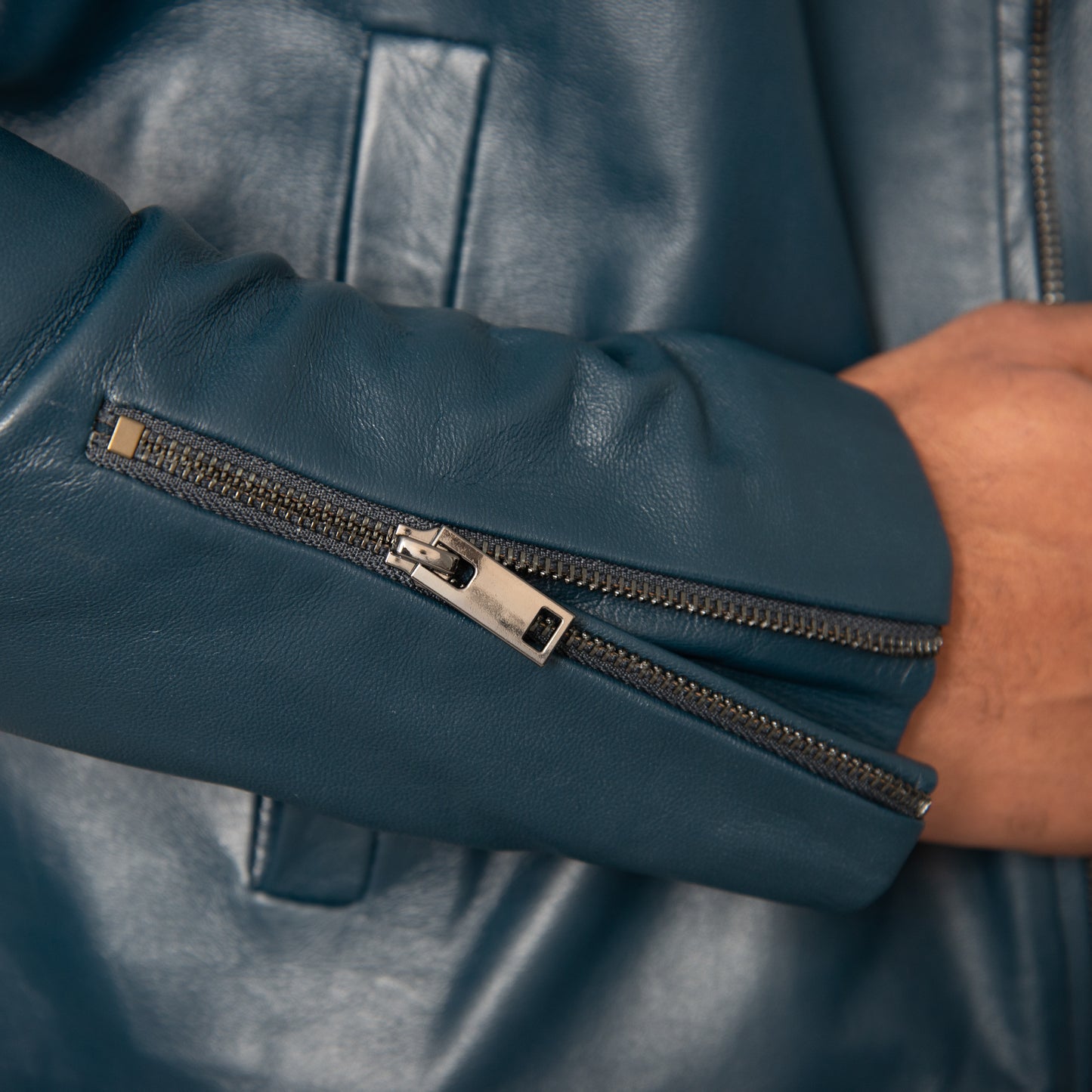 Handmade Napa Leather Jacket - Adria Blue